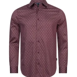 TED BAKER Pavia Star Geo Print Hombre Camisa de manga larga 272176-MARRÓN