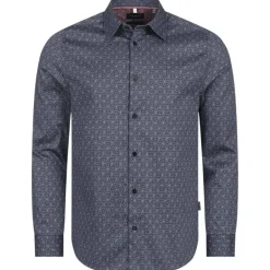 TED BAKER Pavia Star Geo Print Hombre Camisa de manga larga 272176-MARINA