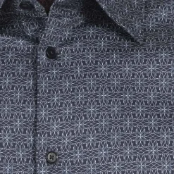 TED BAKER Pavia Star Geo Print Hombre Camisa de manga larga 272176-MARINA