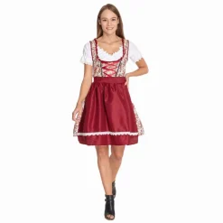 Traje tradicional tirolés Mujer Oktoberfest MIESEPETER® rojo vino