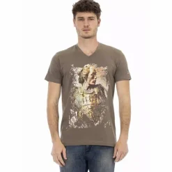 TRUSSARDI Action Hombre Conqueror Camiseta con cuello de pico Braun 2AT108004