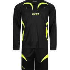 Zeus Hombre Conjunto de árbitro Camiseta con pantalón corto Negro