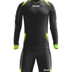 Zeus Paros Conjunto de portero Camiseta de manga larga con pantalones cortos Negro Amarillo Neón